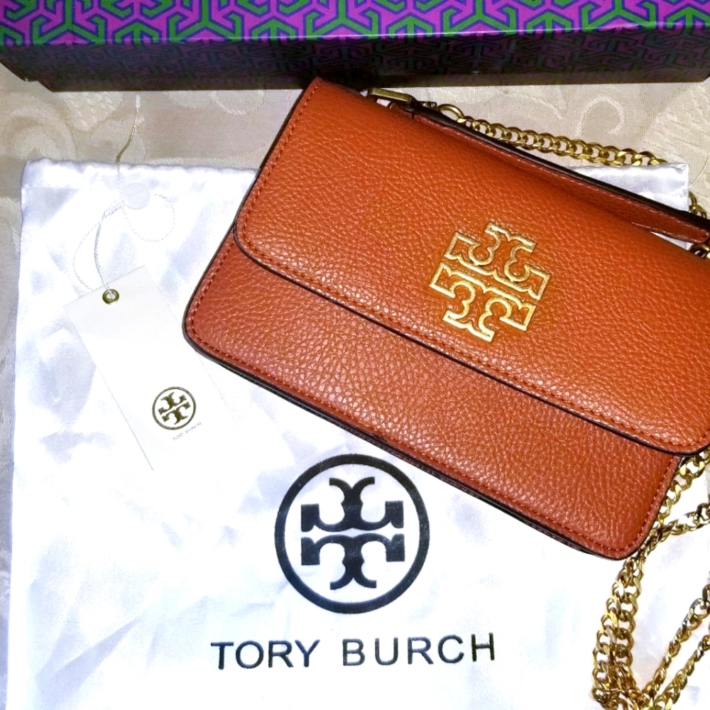 Tory Burch cognac crossbody with gold hardware